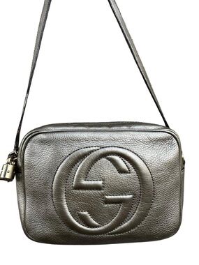 Gucci Metallic Silver Leather Interlocking GG Crossbody Bag